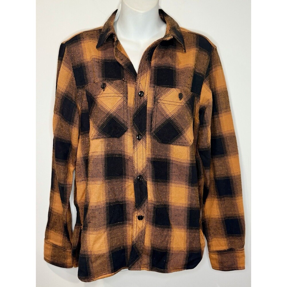 Rogue Territory RGT Yellow Black Plaid Flannel Shirt 100% Cotton Size M EUC!!!